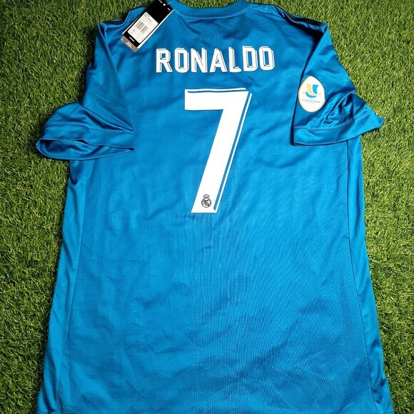 Ronaldo Real Madrid 2017 2018 SUPERCUP PLAYER ISSUE Third Soccer Jersey BNWT XL - Picture 1 of 9